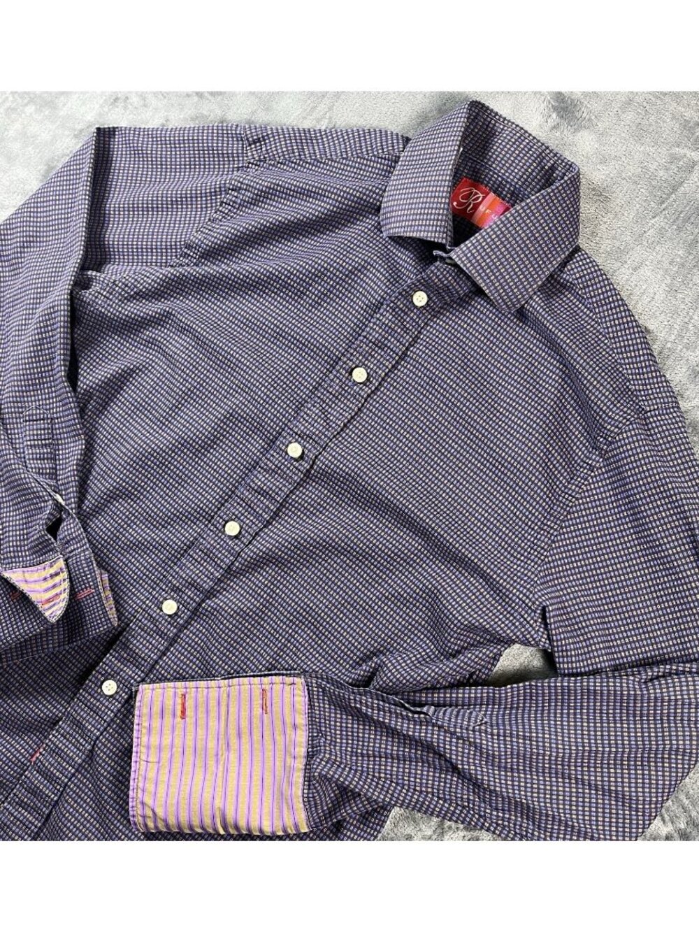 Rufus Men's Long Sleeve Shirt Size M 100% Cotton Made In USA French Cuffs